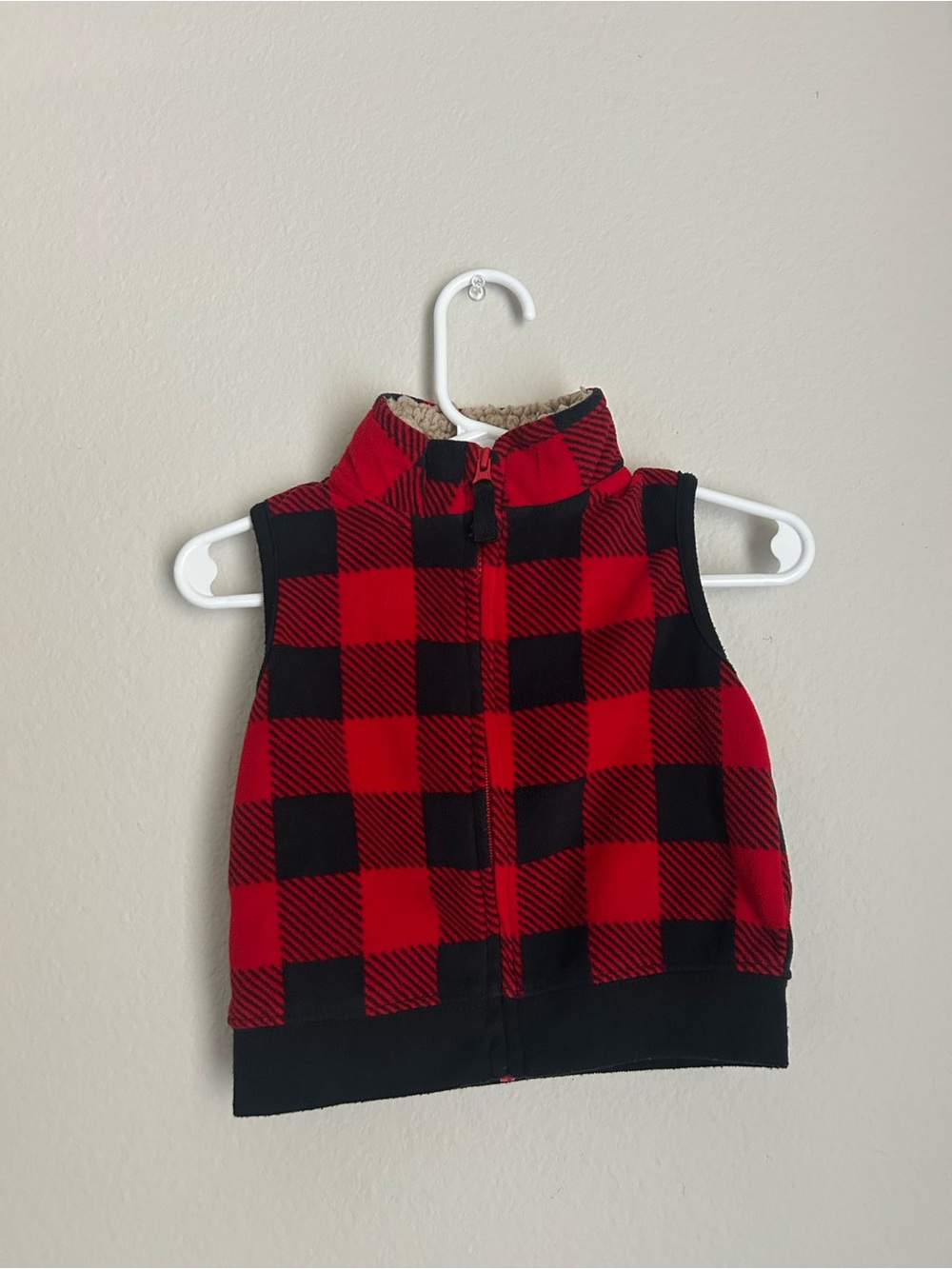 Carter's Red & Black Buffalo Plaid Fleece Vest